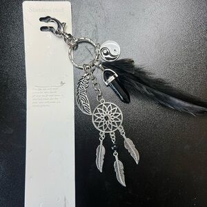 Dreamcatcher Keychain with Black Feathers